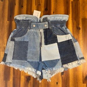 NWT Sea New York Denim Patchwork Paperbag Jean Shorts Size 2.